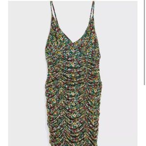 UO moonbeam mesh ruched floral body on dress